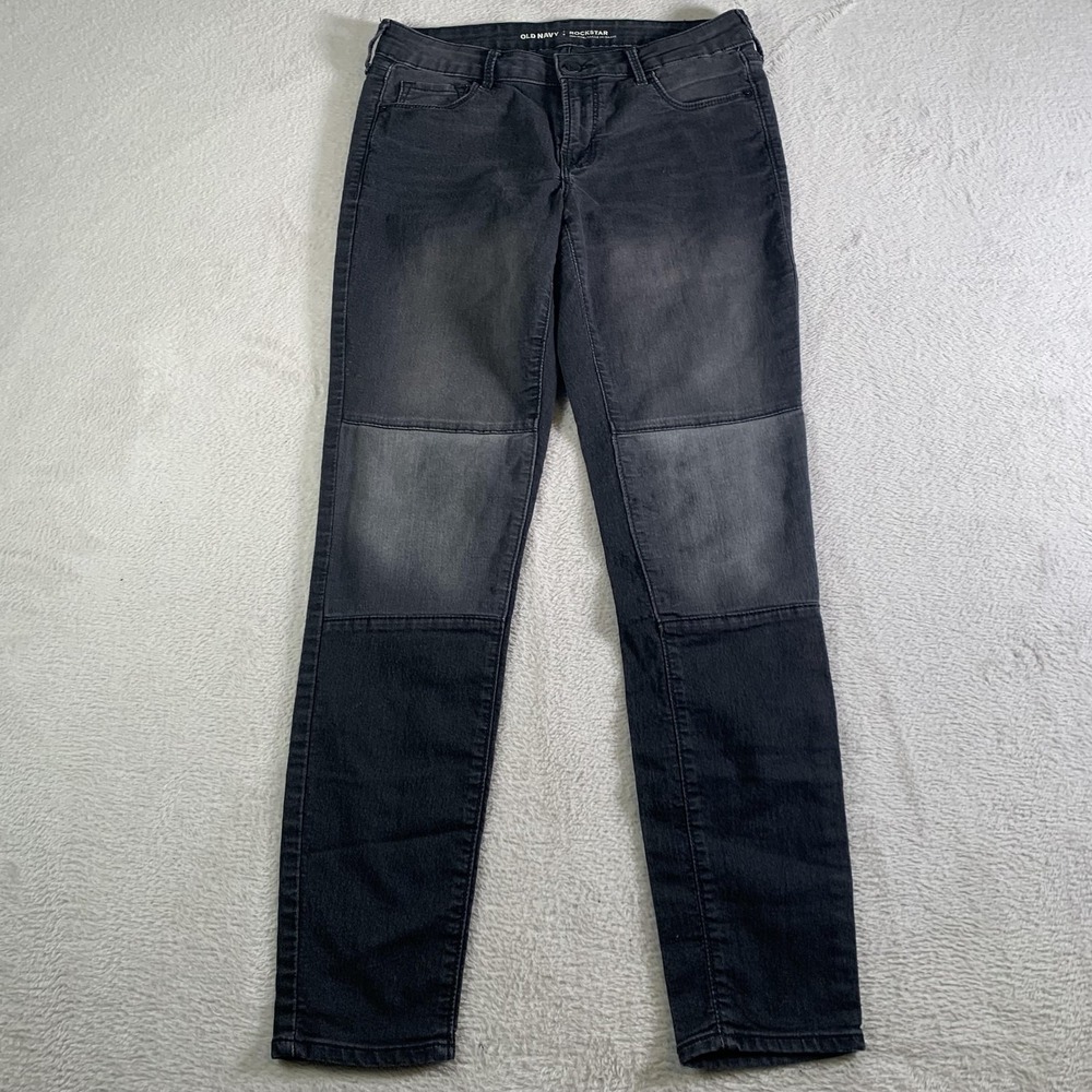 Old Navy Rockstar Jeans Womens Size 6 Charcoal Mid Rise Skinny Stretch 28x28.5